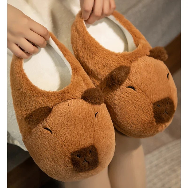 CapyCozy – Plush Capybara Slip-On Slippers | Fluffy Indoor Shoes - Image 2