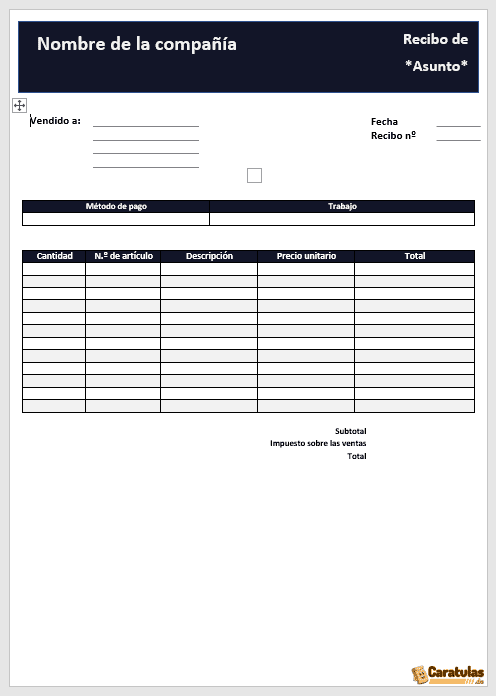 Plantilla De Recibo De Pago Detallado En Word Pdf Descargar Gratis