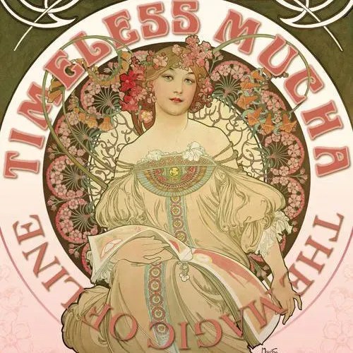 Alphonse Mucha trading card booster box showcasing rare art nouveau goddess holographic cards