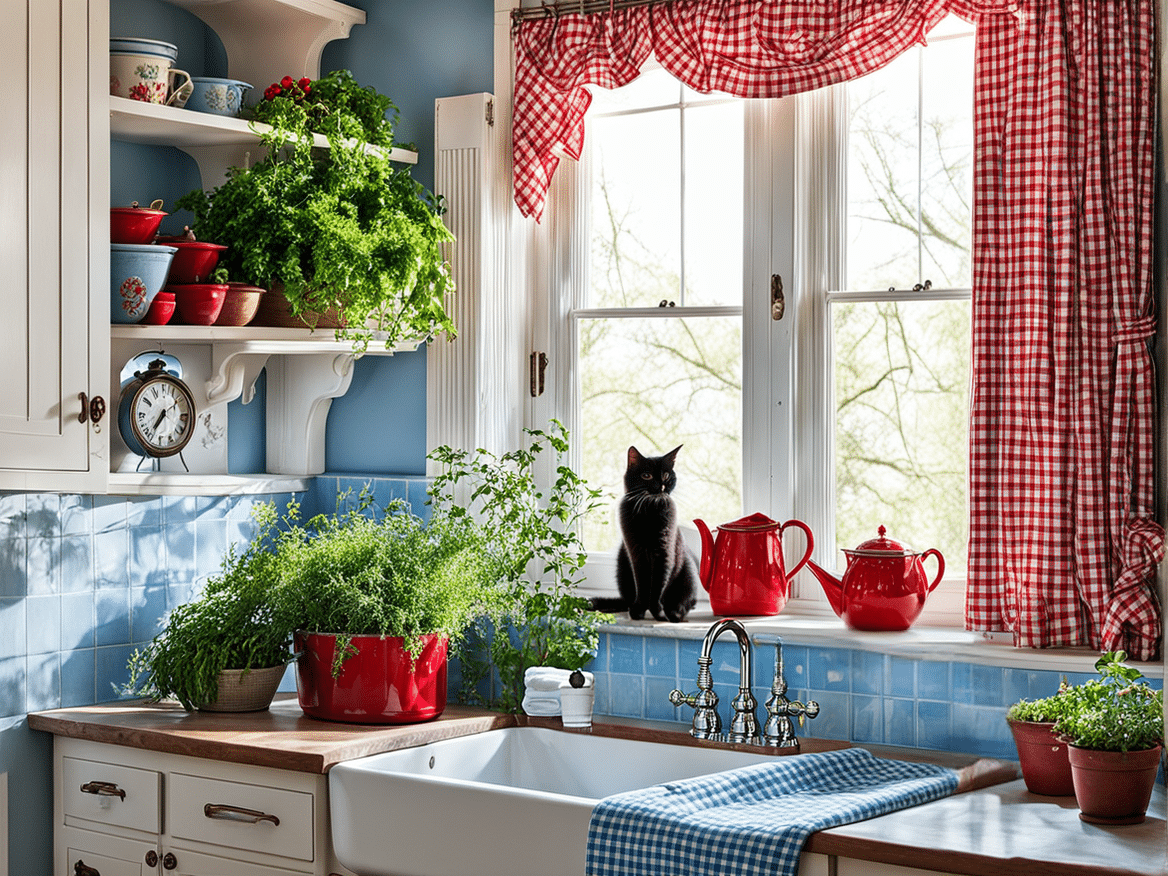 Blue cottagecore rustic kitchen decor ideas