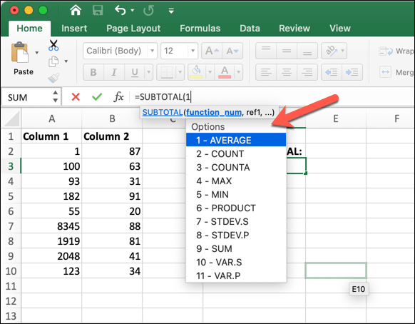 How to use the subtotal function in excel [step-by-step]