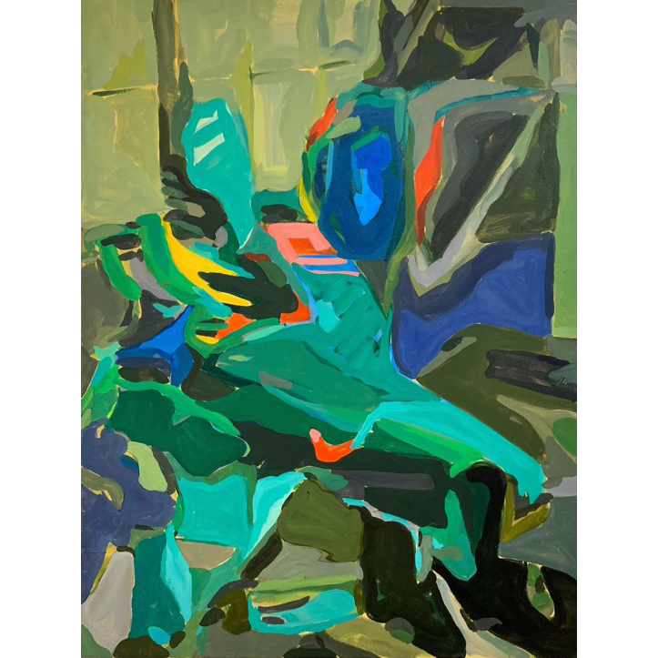 John Reno Jackson, challenge a coward, or i’ll tackle you myself, Acrylic and Charcoal on Canvas. 36 x 48 inches, 2019