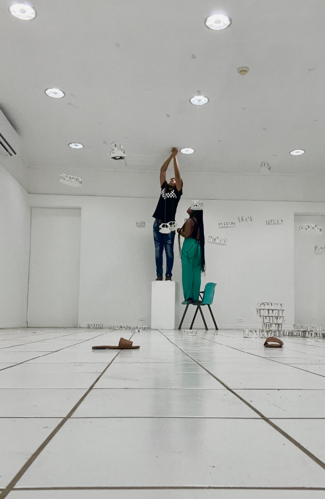 Installing work by Shamika Germain