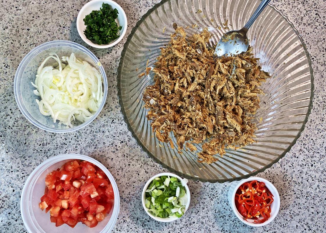 Smoked herring in a bowl