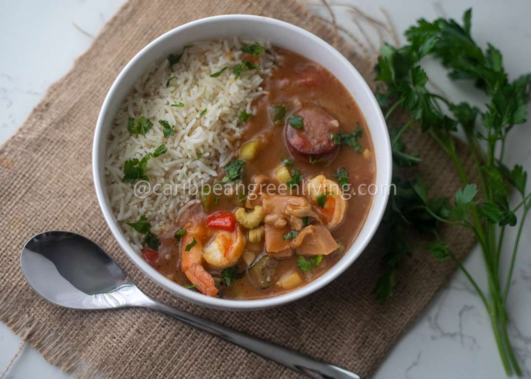 Favorite Gumbo Fusion: Conch, Sausage, and Shrimp Symphony