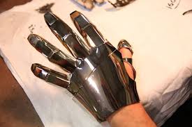 A wearable portion of Iron Man's suit is created through 3D printing technology