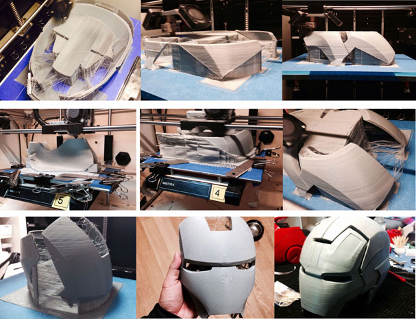 A wearable version of Iron Man's helmet is created through 3D printing