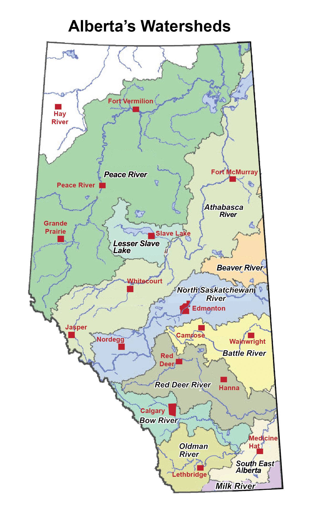 Watershed Resources Caring For Our Watersheds Albertas Watersheds Map 1 