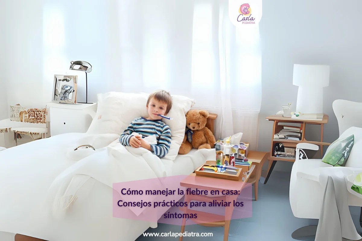 cuidando a su hijo con fiebre, mostrando la importancia del cuidado y la atención.