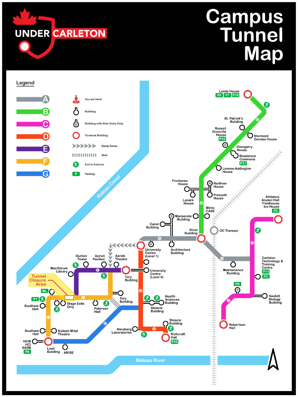 Campus Tunnel Map Finance And CU Temporary Tunnel Closure Map 