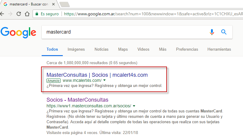 Advierten sobre nuevo engaño vinculado a una tarjeta de crédito en los anuncios de Google 23