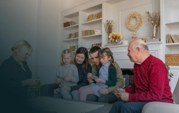 family playing cards