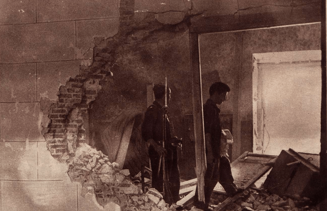 Cuartel de la Montaña aftermath, via Félix Albero Trullén & Francisco Segovia García, Biblioteca Nacional de España