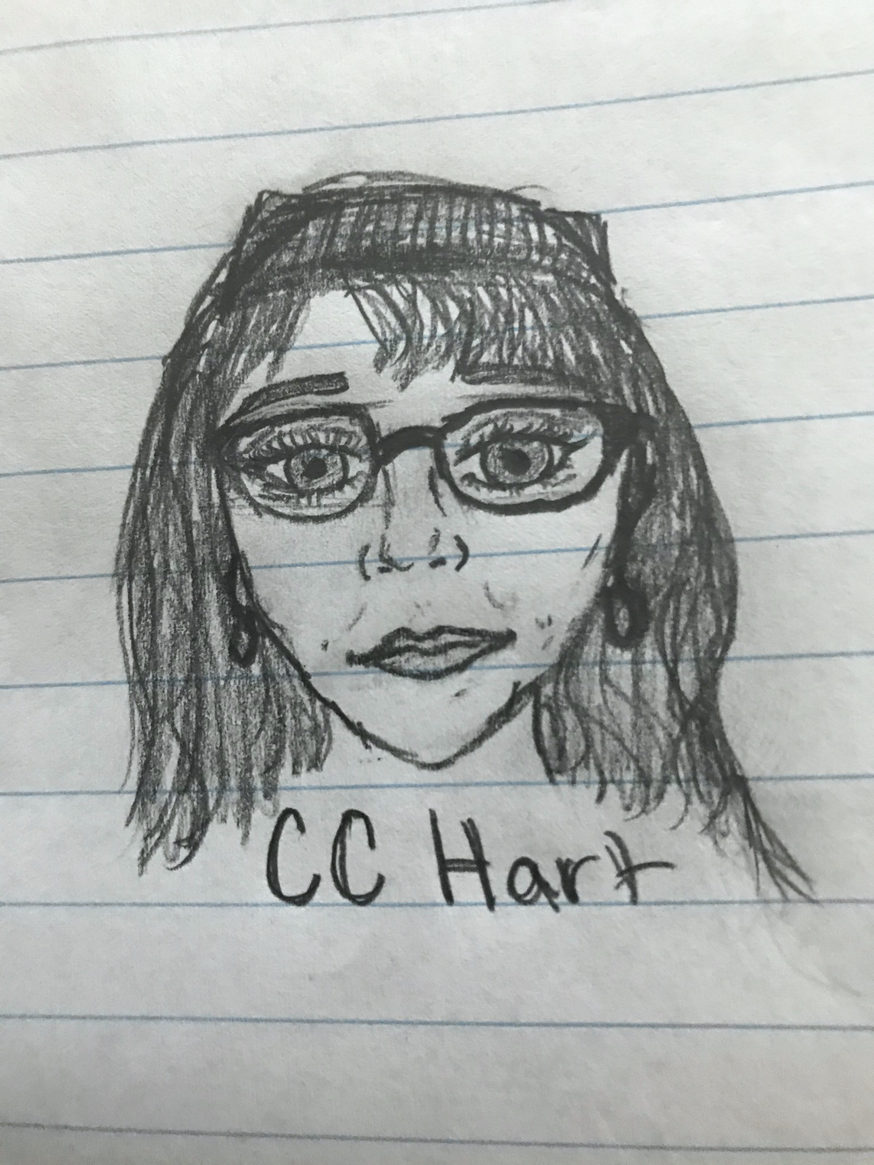 A high school student's illustration of neurodiversity advocate Carolyn CC Hart. Ms. Hart delivers presentations on synesthesia, ADHD, Autism, and other neurodiverse traits.