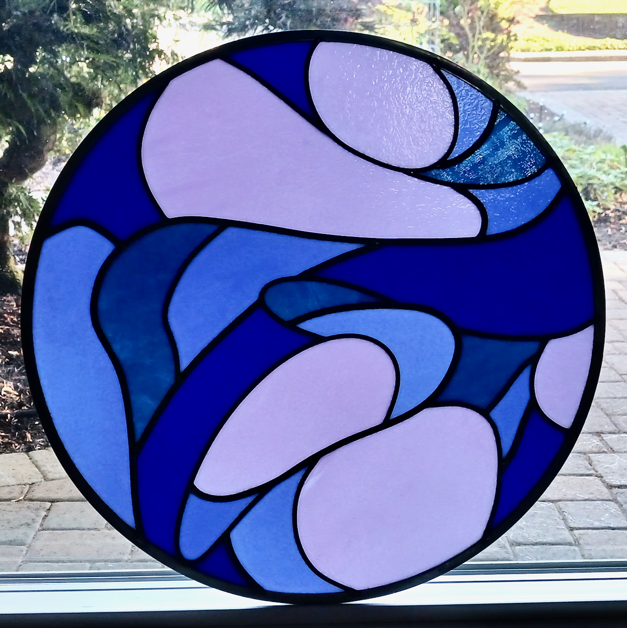 The Watershed Collection: Fall-chill stained glass pump house window