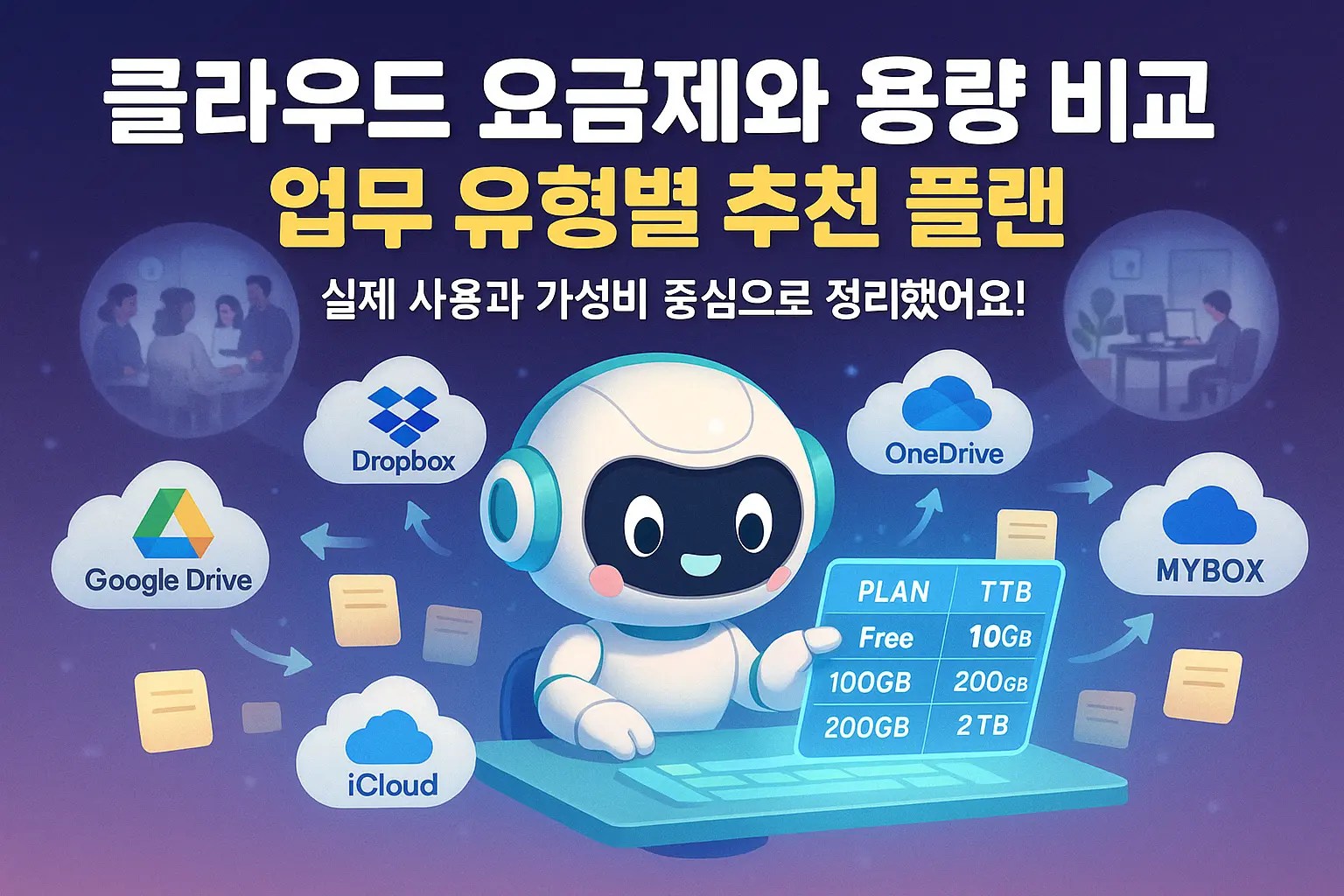 클라우드 요금제와 용량 비교: 업무 유형별 추천 플랜
