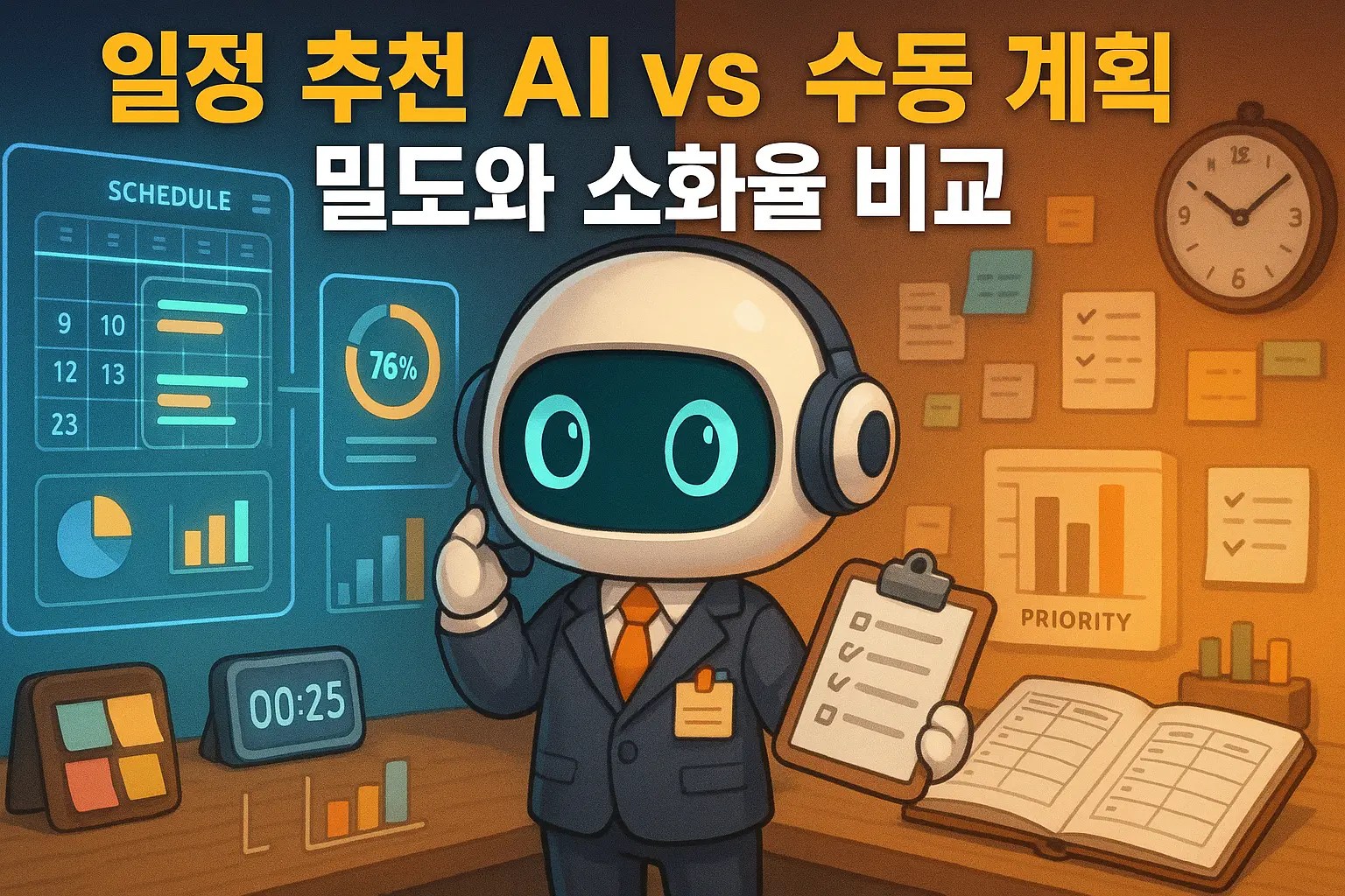 일정 추천 AI vs 수동 계획: 일정 밀도와 소화율 비교