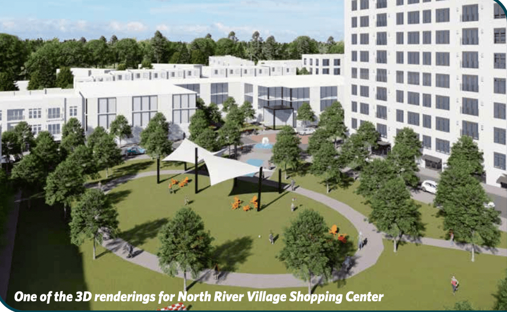 North River Shopping Center redevelopment rendering at 8830 Roswell Road in Sandy Springs