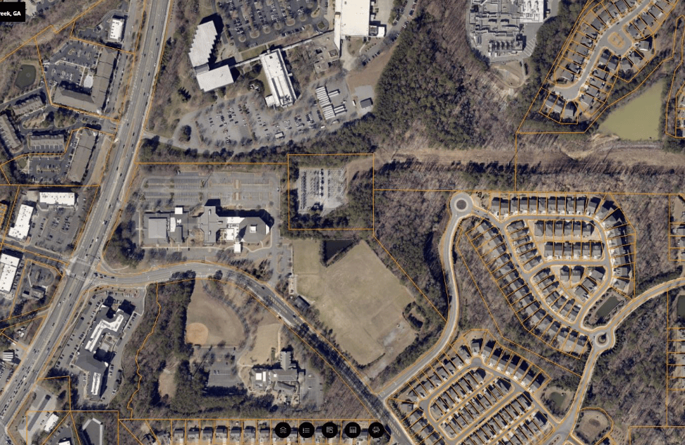 Map locating Johns Creek United Methodist Church on Medlock Bridge Road