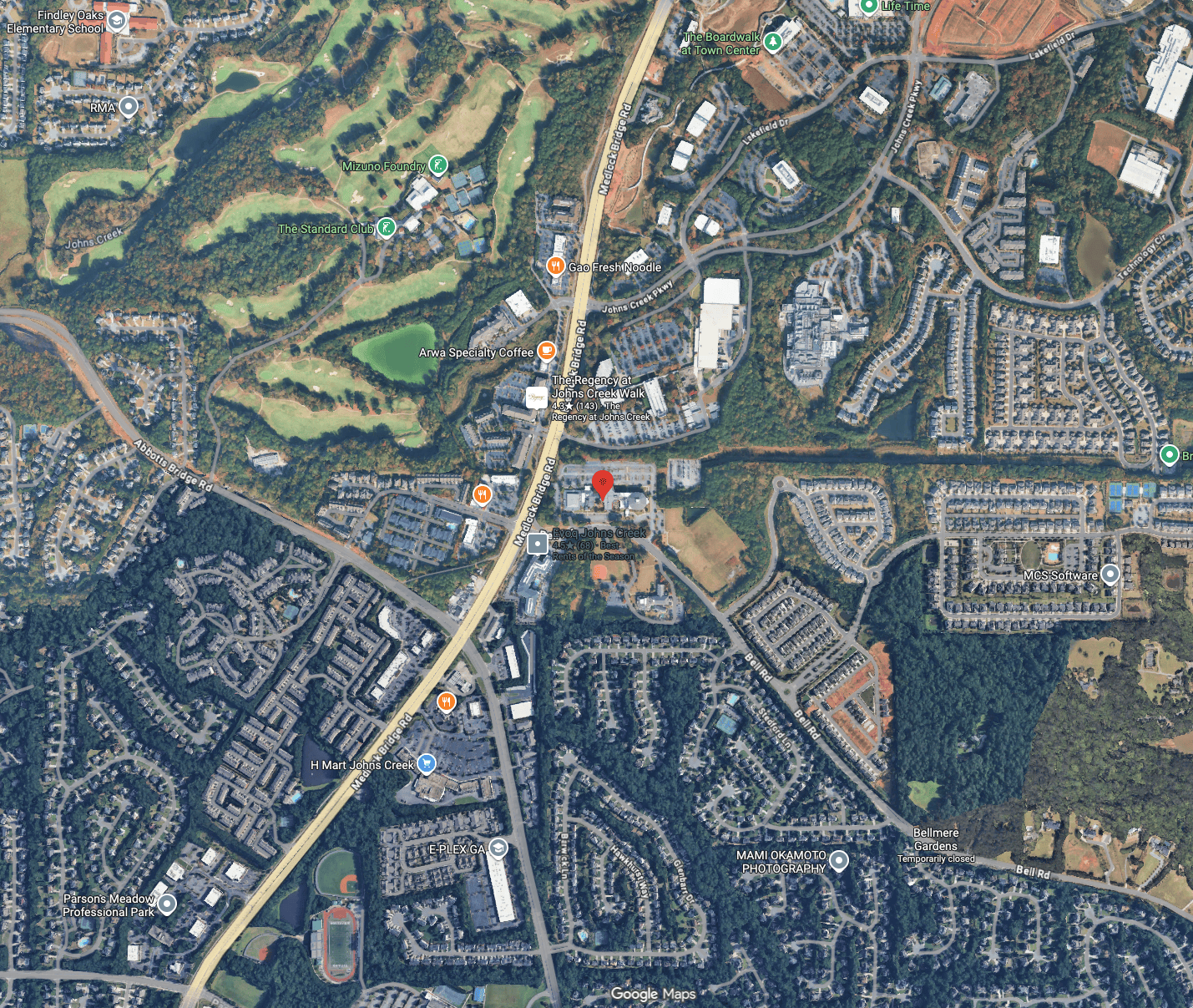 Extended vicinity map locating the Methodist church property within Johns Creek