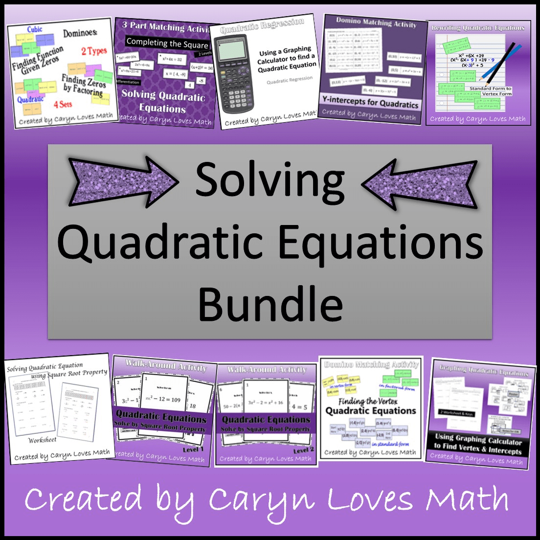 Solving Quadratic Equations Bundle