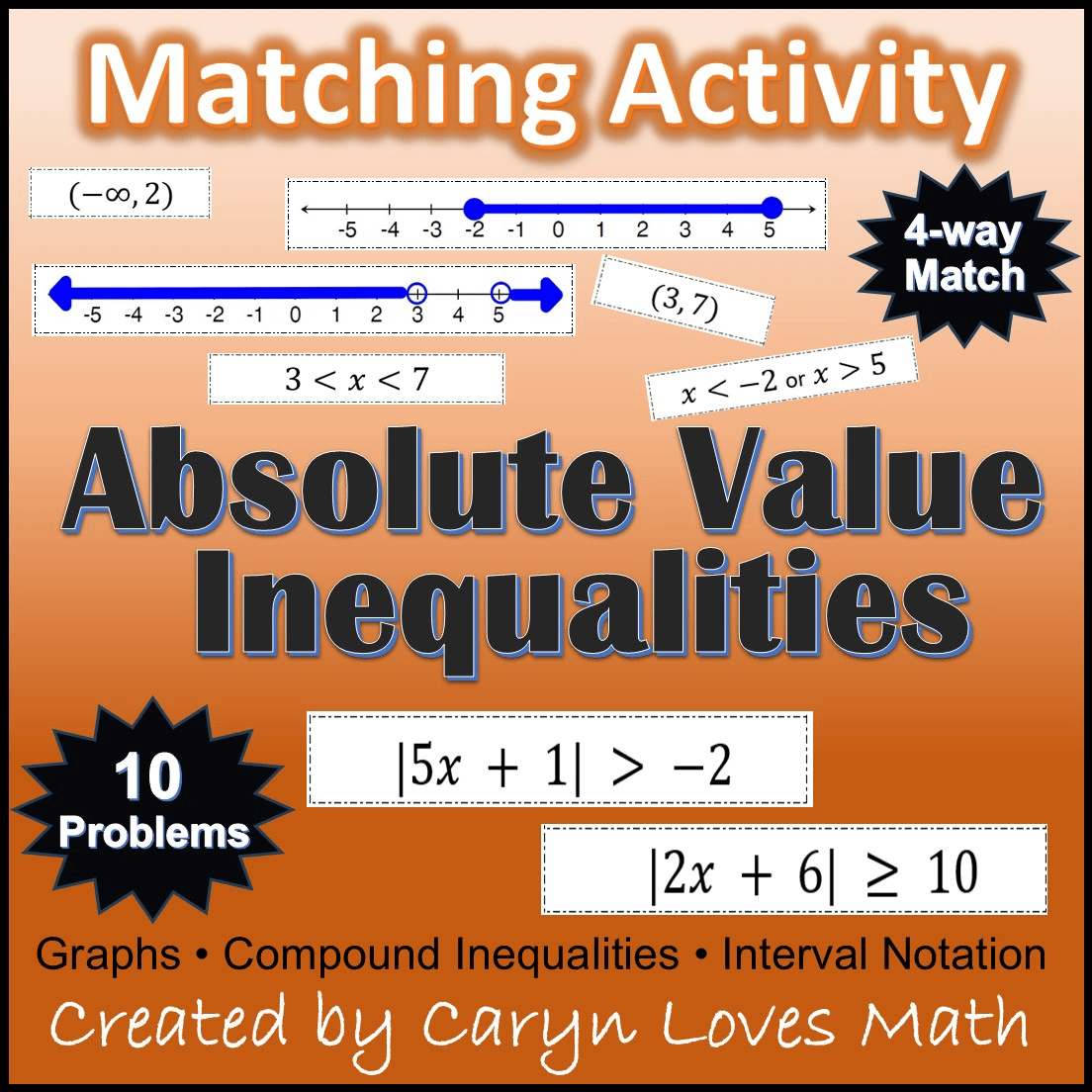 Solving Absolute Value Inequalities matching activity cover