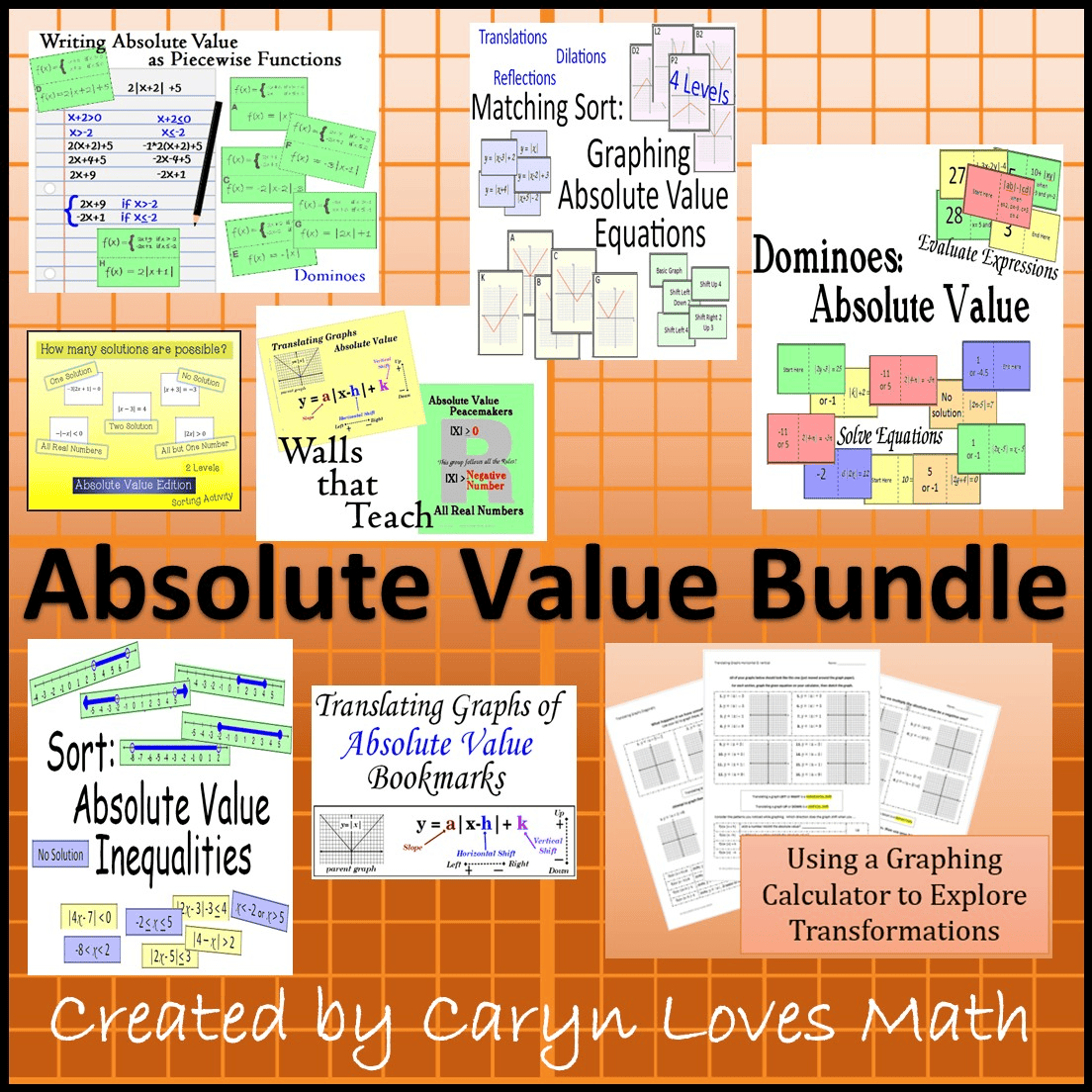 Absolute Value Activities Bundle cover