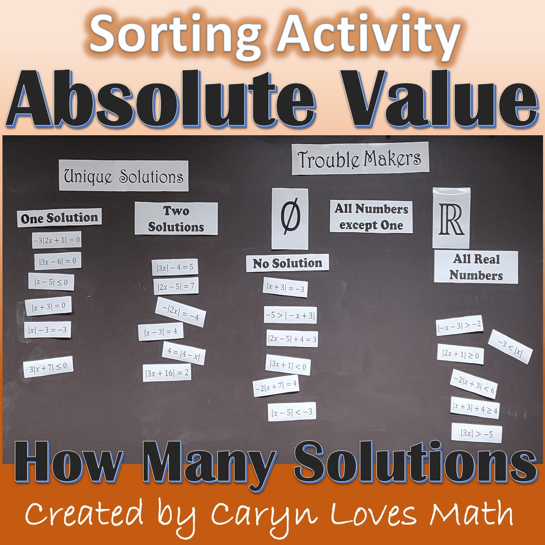 Absolute Value Equations Sorting Activity cover