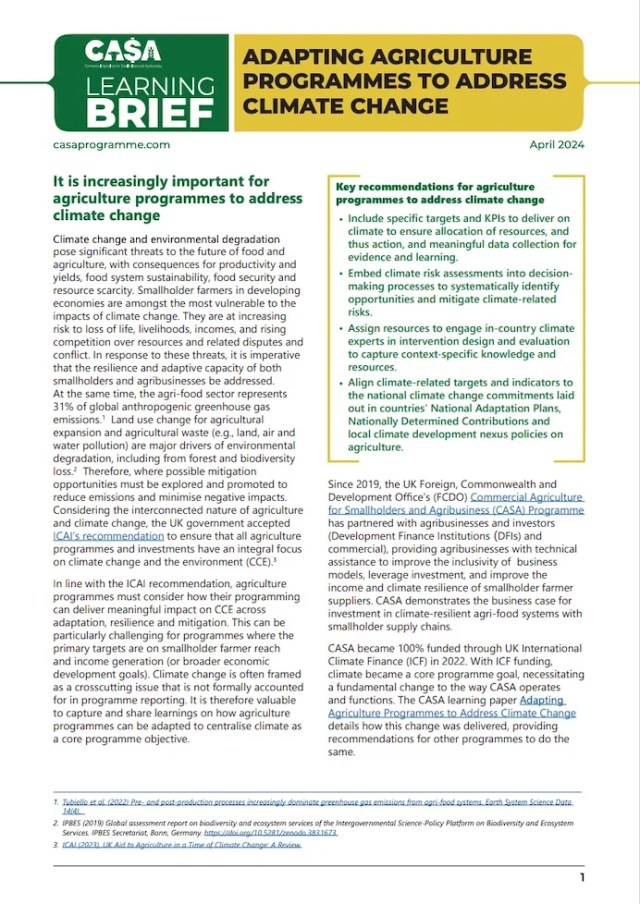 CASA Climate Change Learning Brief Cover