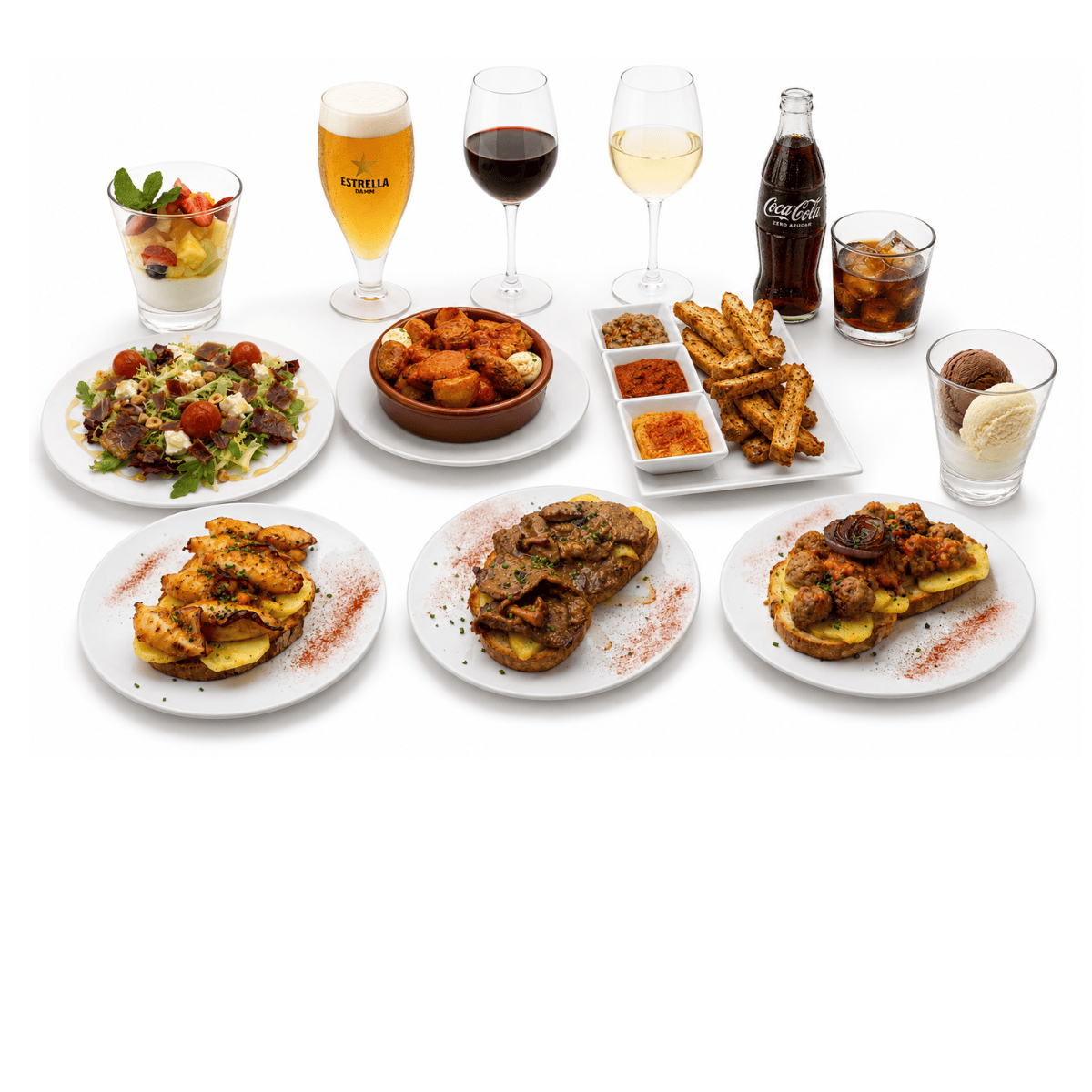 Selecció de plats i begudes dels menús de Casa Torrada