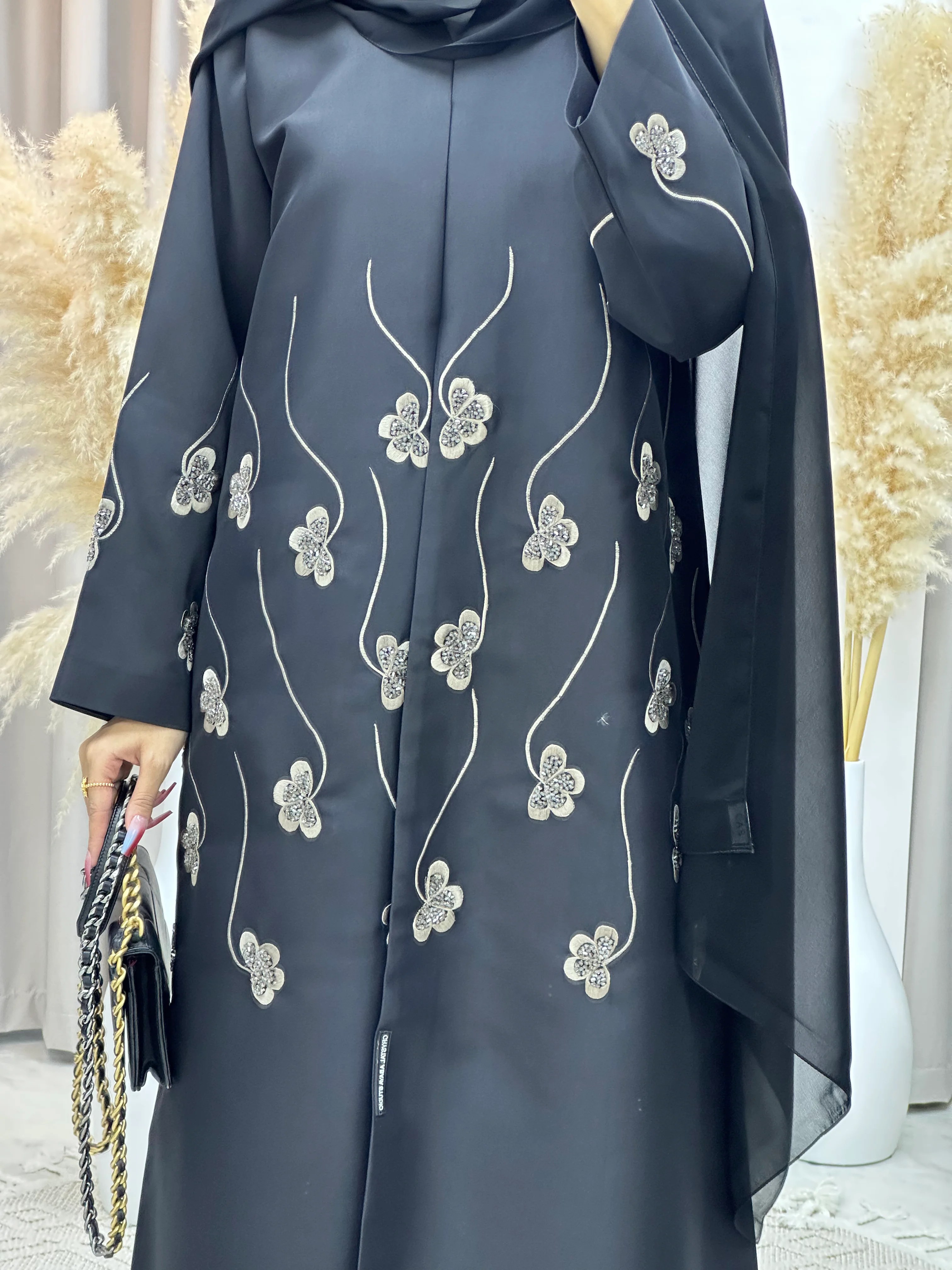 C 0037 Black Eid Abaya - Download Incredible Colorful Pattern | Full HD