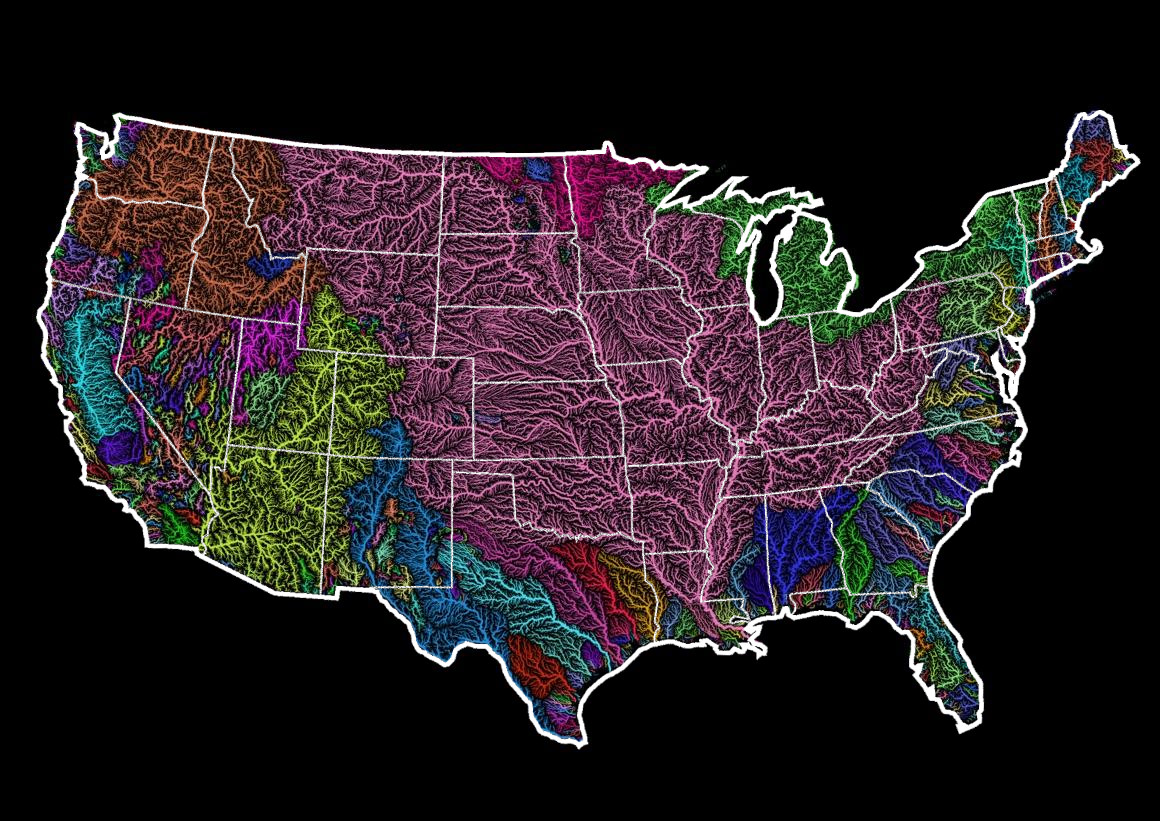 Watershed Map Of The United States Cascadia By Sz Cs R Bert Szucs Robert Watershed Map With State Overlays 