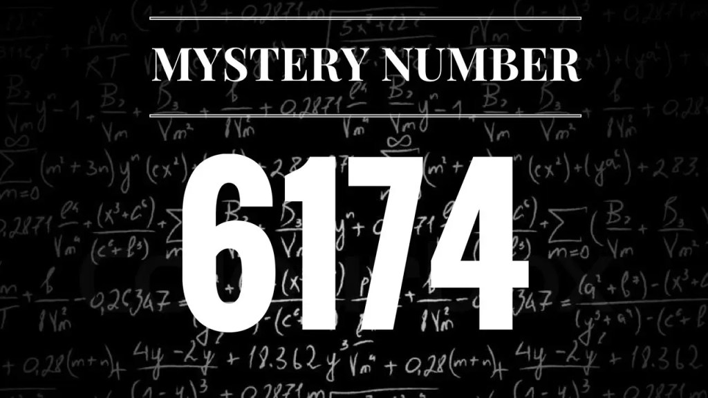 Broj 6174 ispisan kredom ispred crne table sa matematičkim formulama