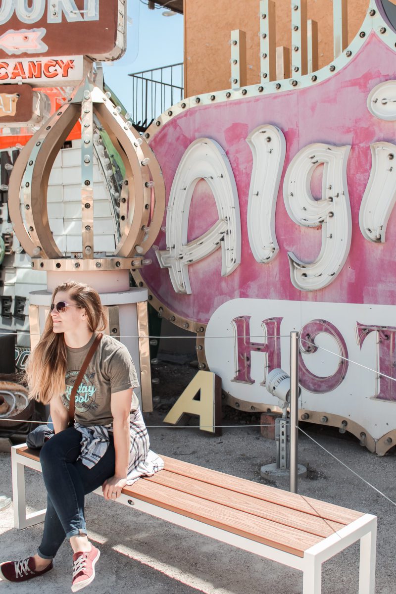 girl at the neon museum in las vegas