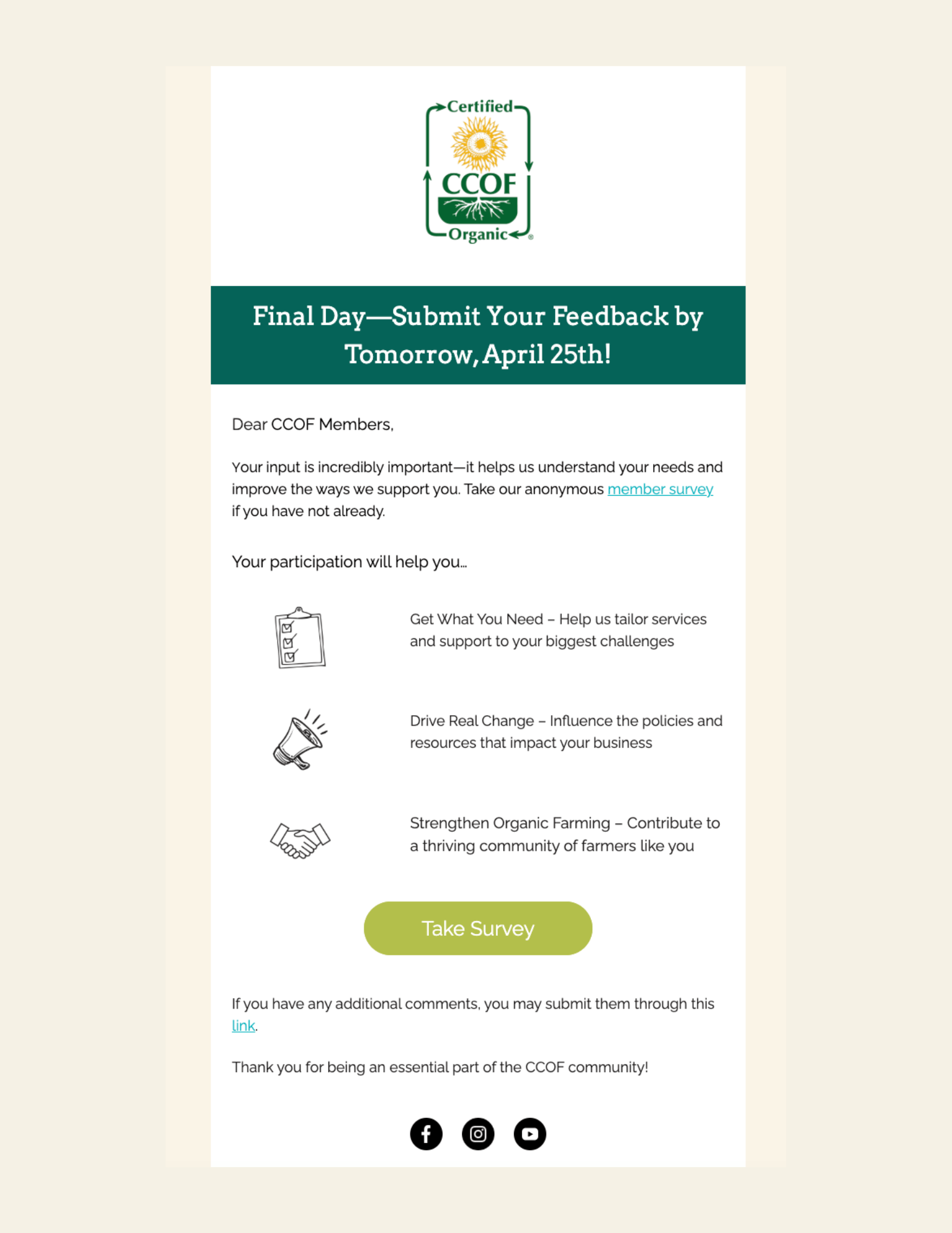 Email Campaign  —  Member Engagement Survey