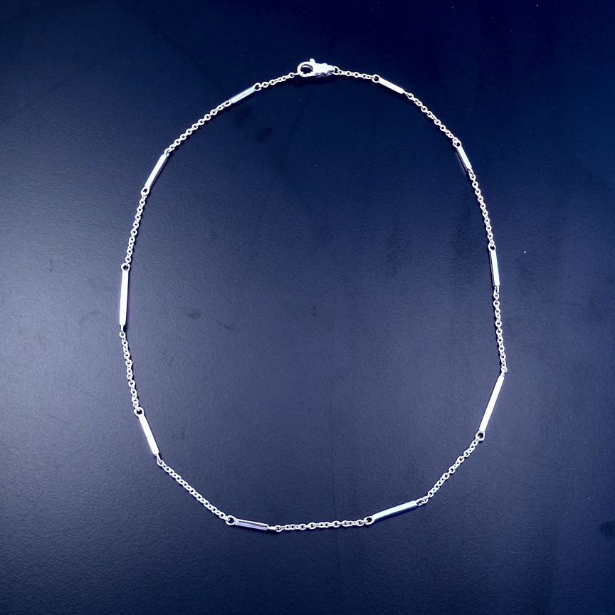 50359 Zina Long Sterling Silver Matchstick Bar Link & Chain