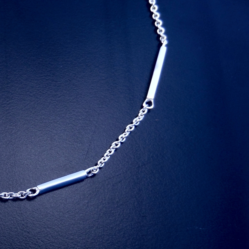 50359 Zina Long Sterling Silver Matchstick Bar Link & Chain