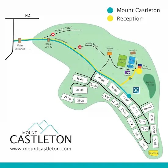 Castleton road map explaining Mount Castleton apartments and facilities