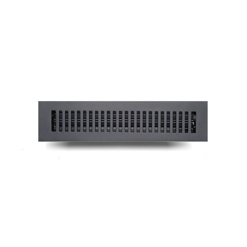 All metal cast Aluminum floor vent cover 2x12 inch matte black Model rock