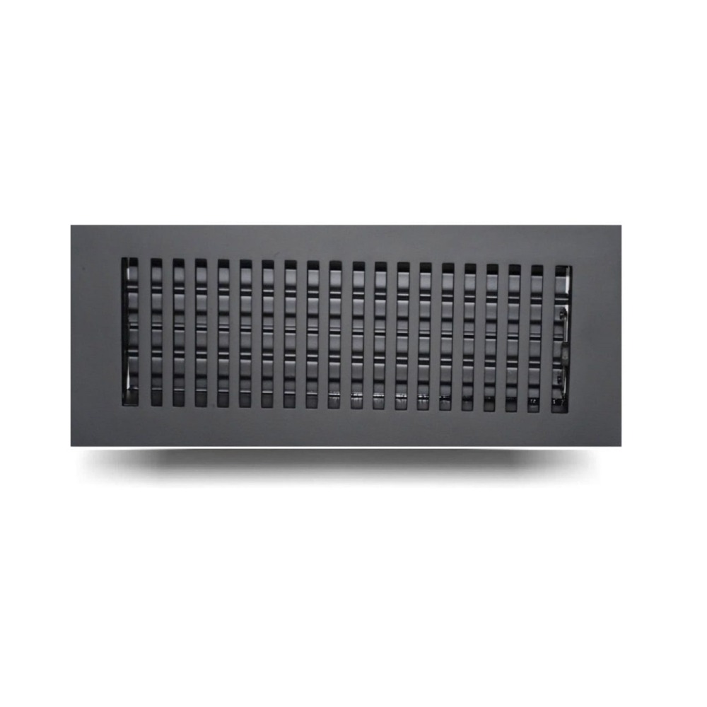 Cast Aluminum Floor vent cover Register 4"x12" Powdered Coated Matte Black Model Rock