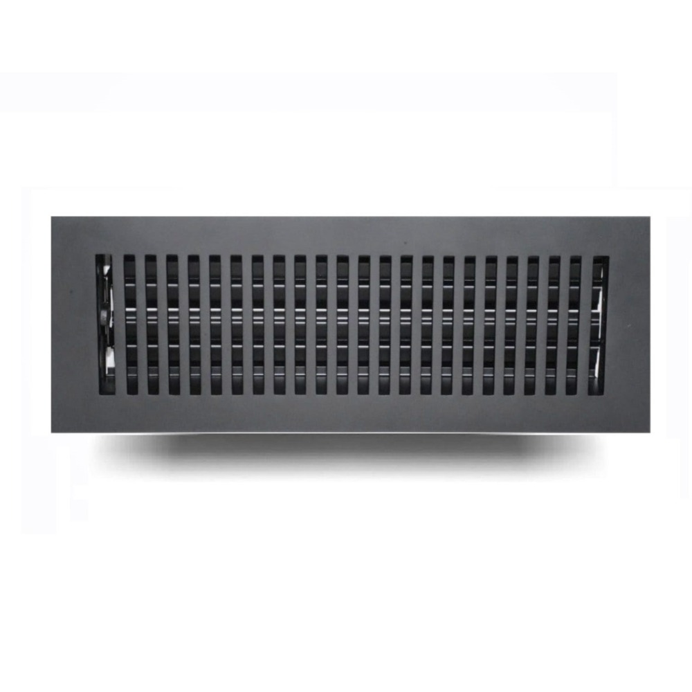 Cast Aluminum All metal Floor vent cover Register 4"x14" Powdered Coated Matte Black Model Rock