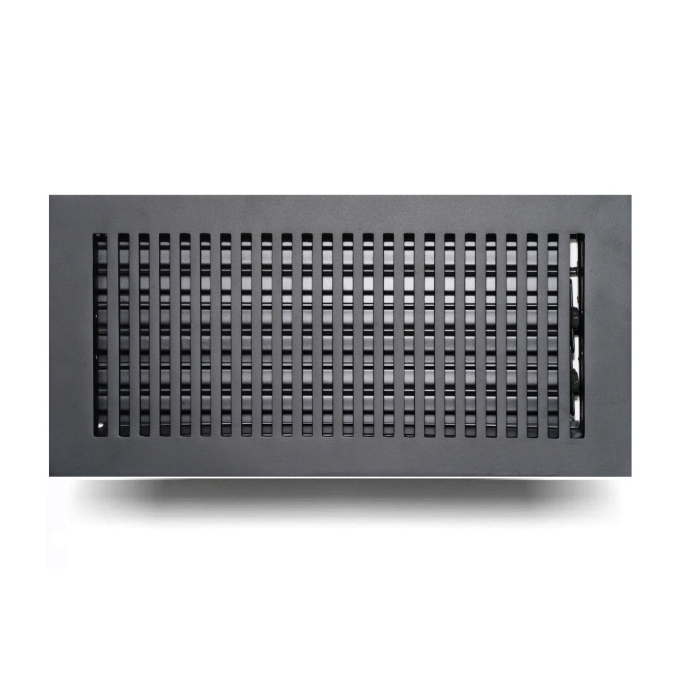 Cast Aluminum All metal Floor vent cover Register 6"x14" Powdered Coated Matte Black Model Rock