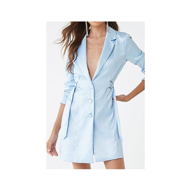Forever 21 Satin Belted Blazer Dress Light Blue From Forever 21 On 21 Buttons