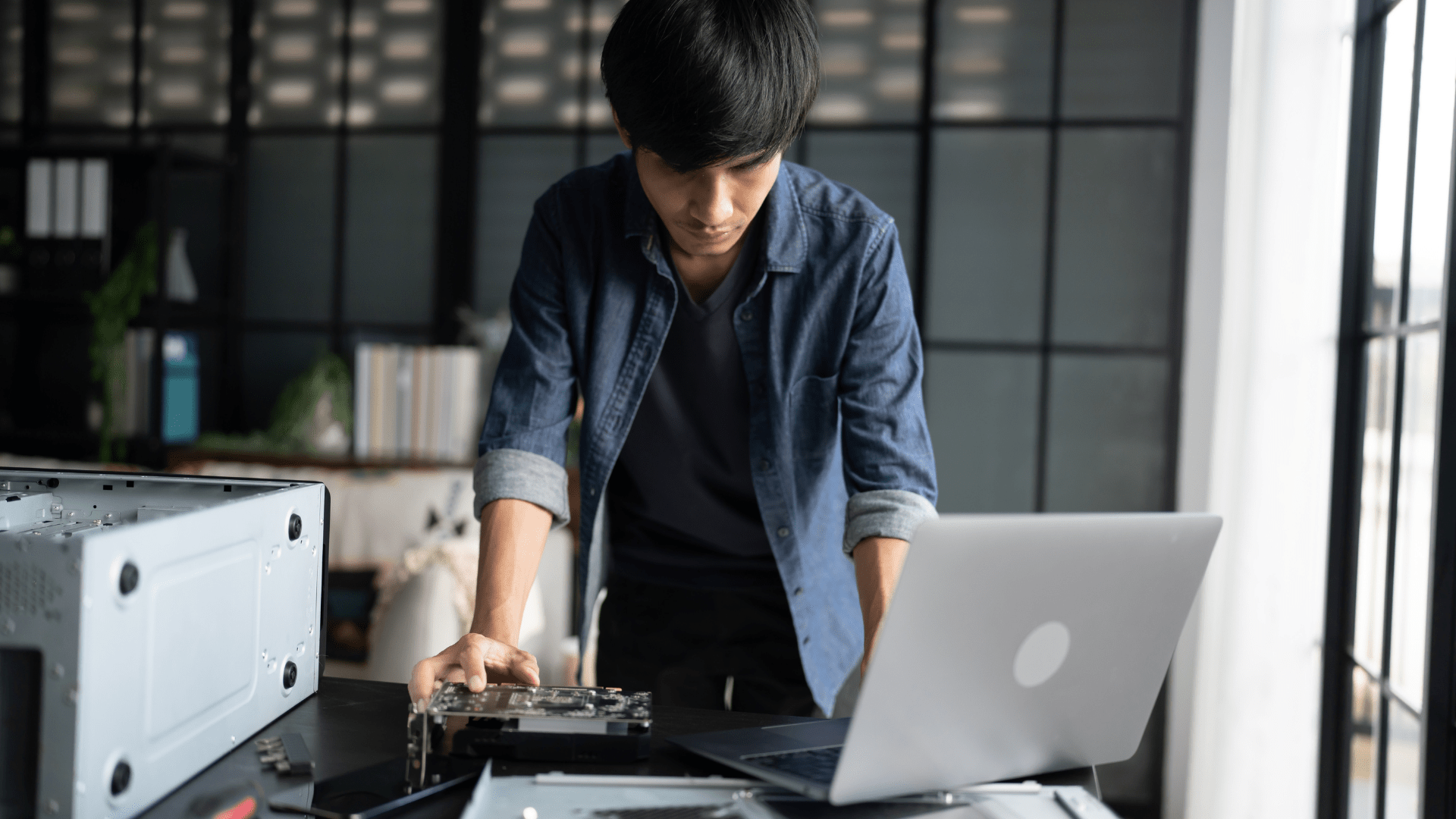 Man working on a computer