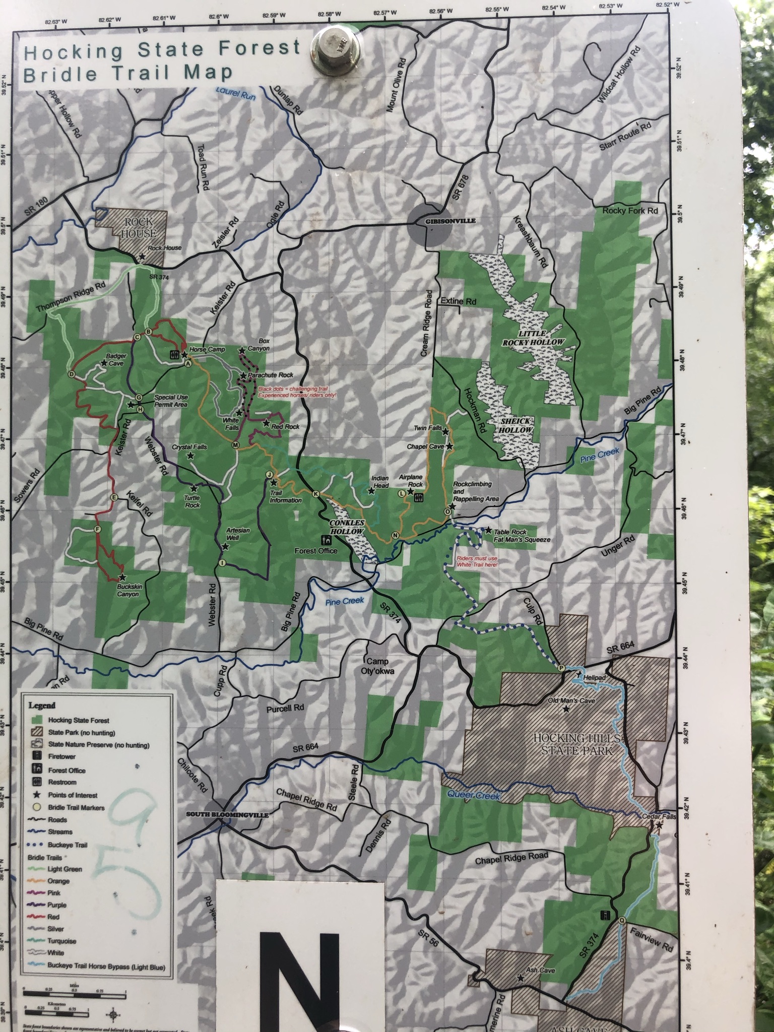 bridal trail map for Airplane Rock & Chapel Cave