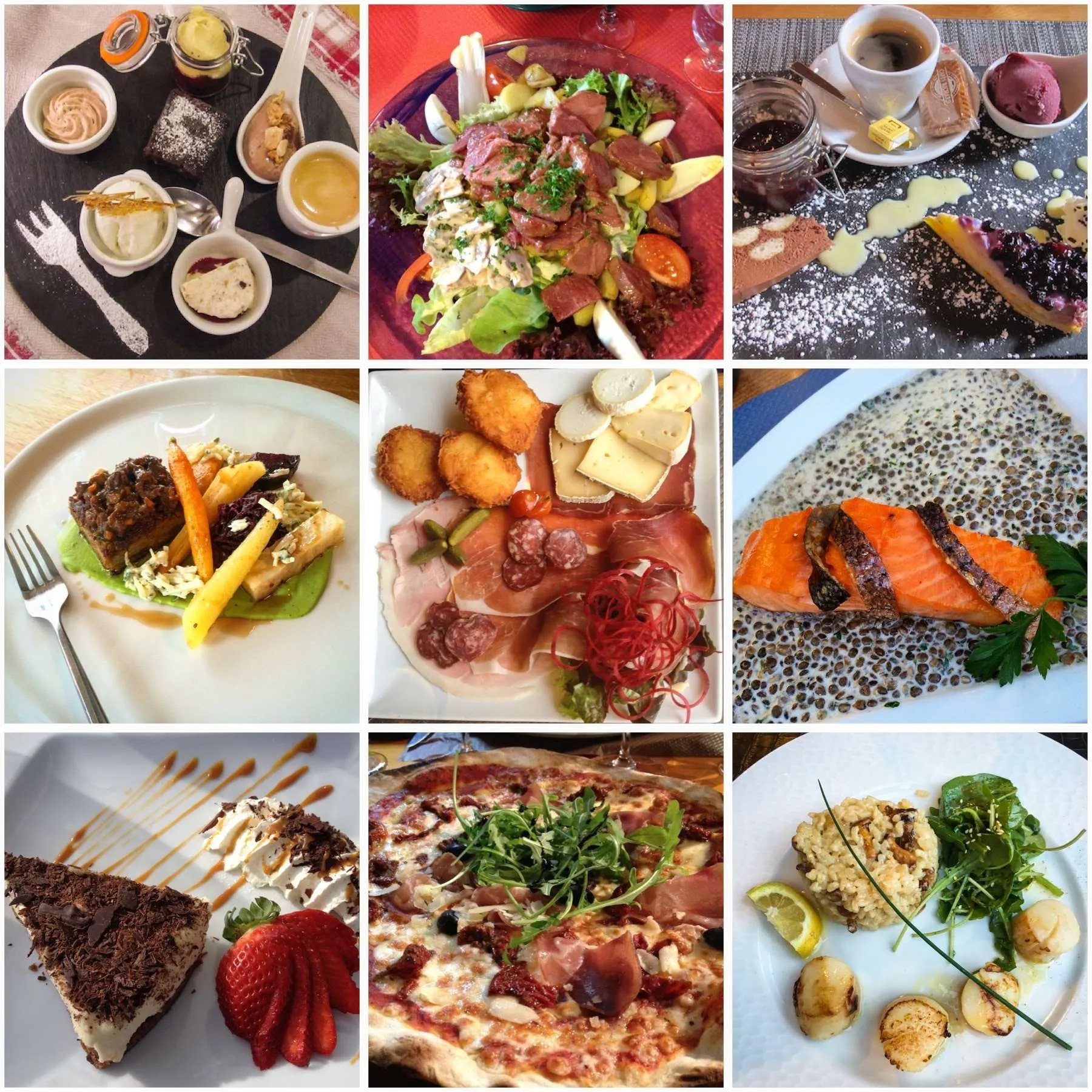 photos of dishes of food from restaurants in Les Gets by Taste of Savoie