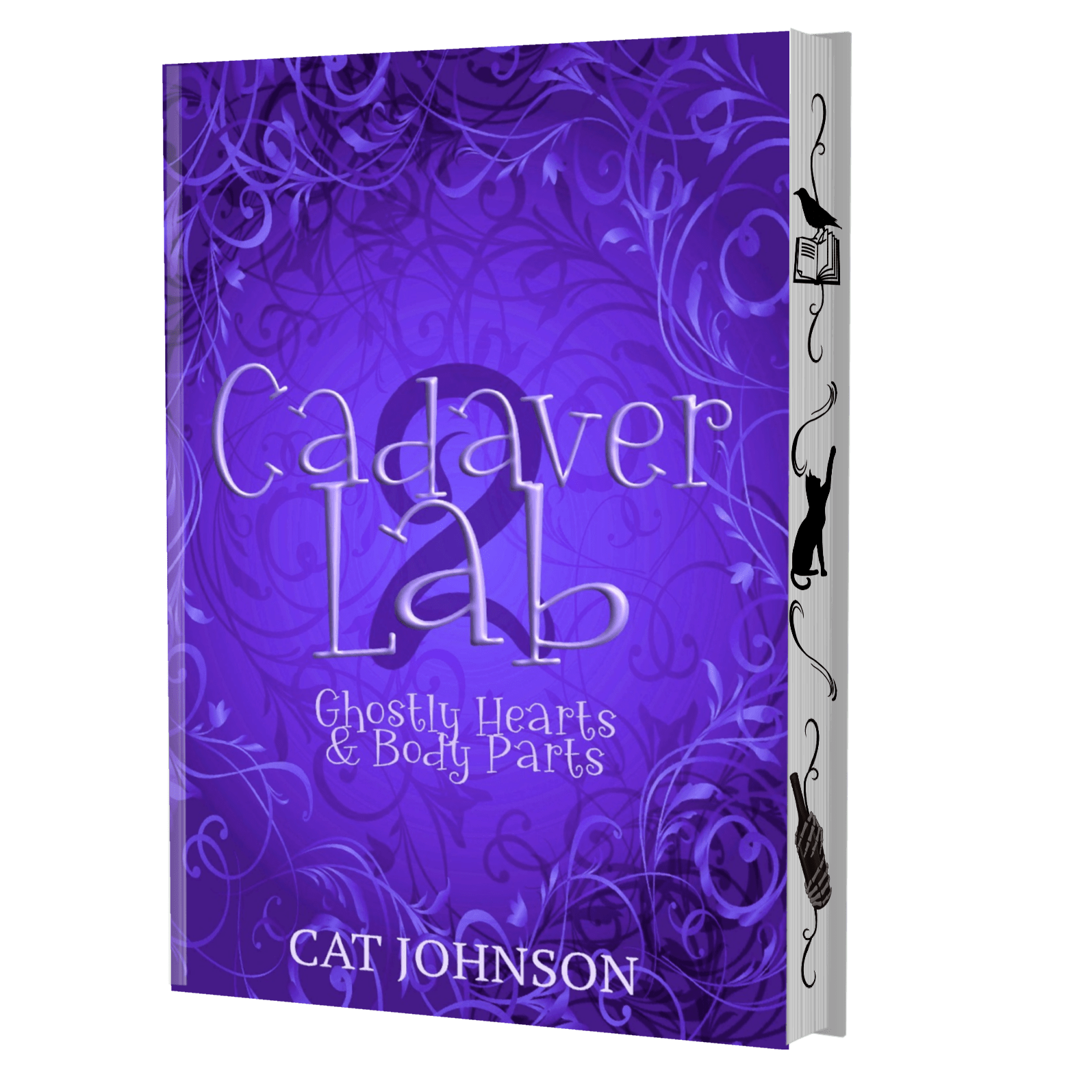 Decorated edges on the special paperback Cadaver Lab 2 Ghostly Hearts & Body Parts by Cat Johnson available on Amazon