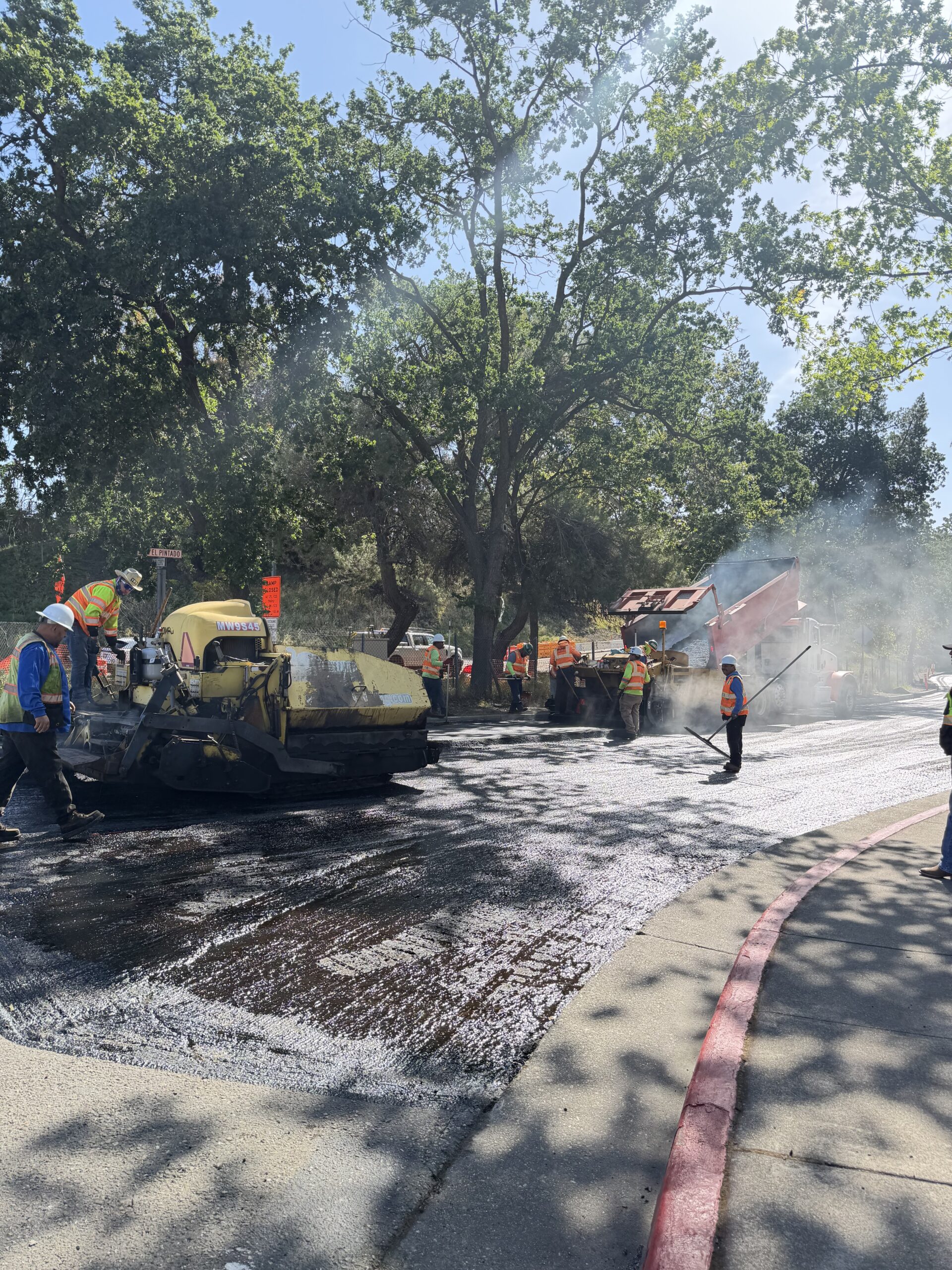 Road work asphalt reconstruction