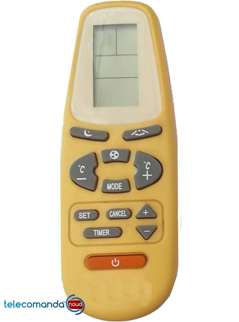 Telecomanda aer conditionat Y.K. pe care o comercializam este diferita fata de cea din poza. Se ofera o telecomanda care nu are nevoie de setari suplimentare  complicate, functioneaza cu 2 baterii R 3 ( AAA) . Telecomanda inlocuieste originalul. Va rugam sa verificati compatibilitatea cu cea originala de aer conditionat.