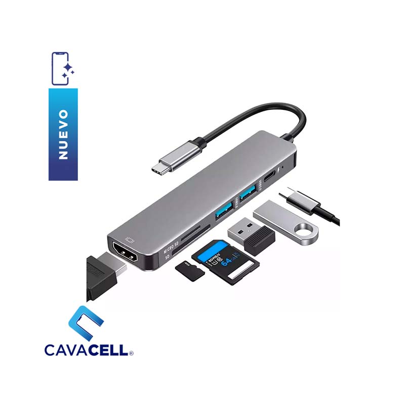 ADAPTADOR ONTEN USB-C – USB-A (2) + USB-C + SD/TF + HDMI